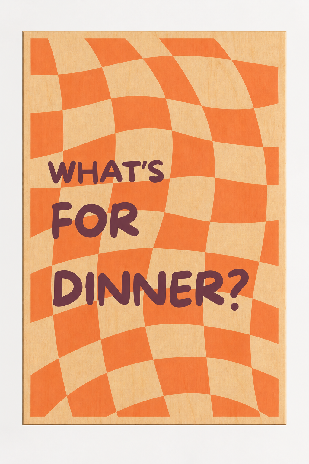 What's for dinner oranje | Wanddecoratie op hout