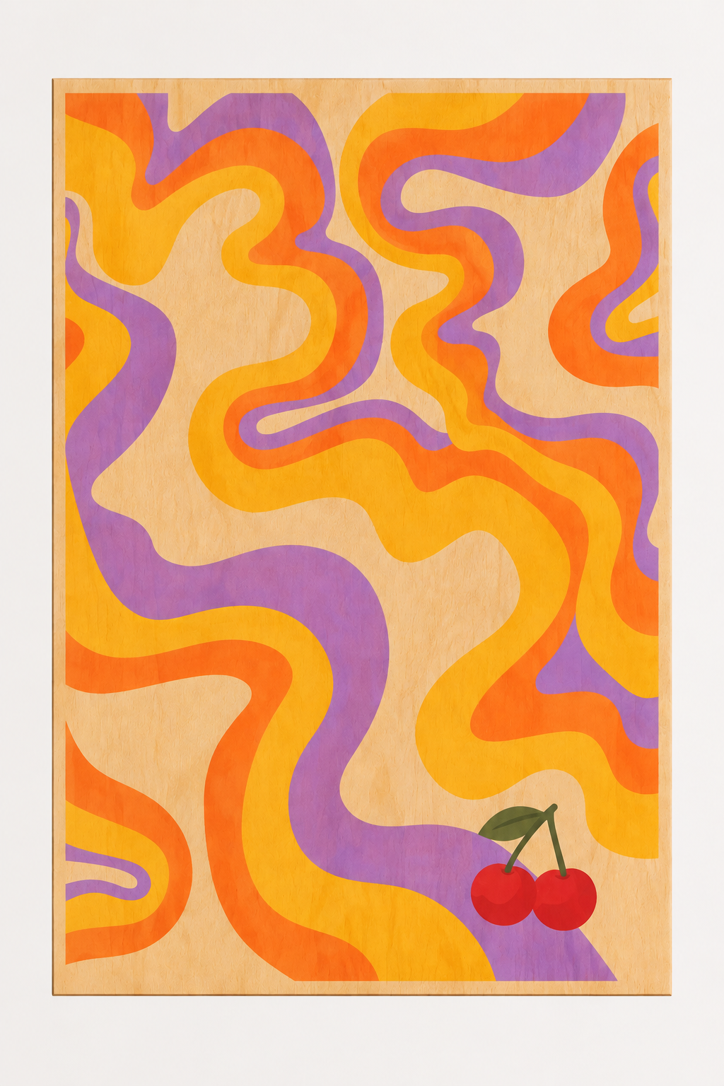 Retro golven | Wanddecoratie op hout