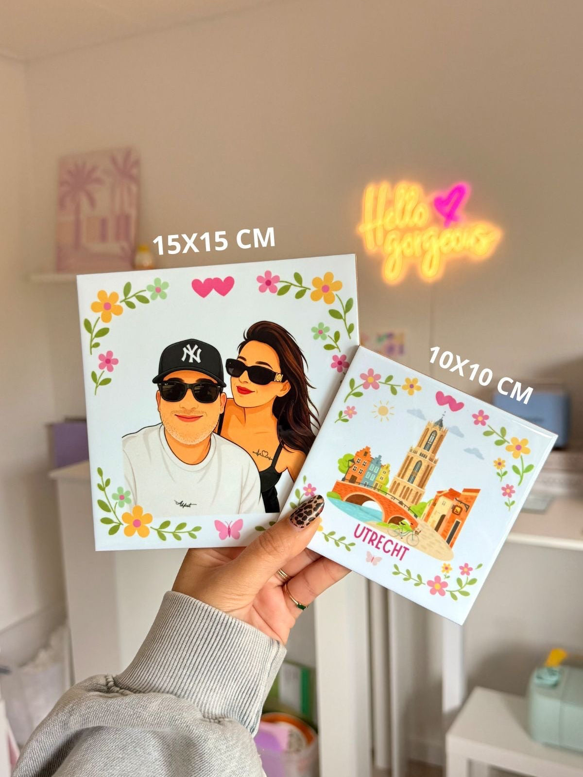 Cartoon tegeltje met eigen foto | Persoonlijk cadeau