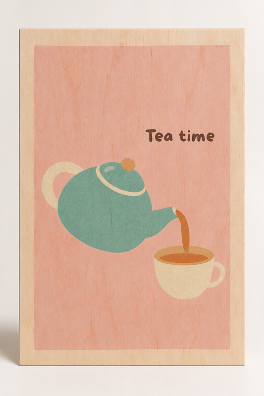 Tea time | Wanddecoratie op hout