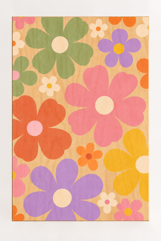 Flowers | Wanddecoratie op hout