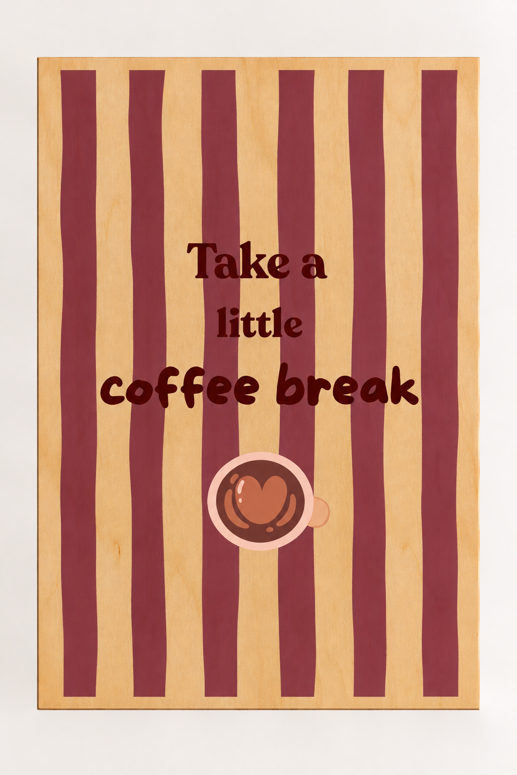 Coffee break burgundy | Wanddecoratie op hout