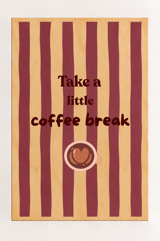 Coffee break burgundy | Wanddecoratie op hout