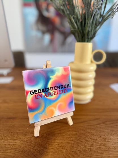 Houten standaard voor tegeltje